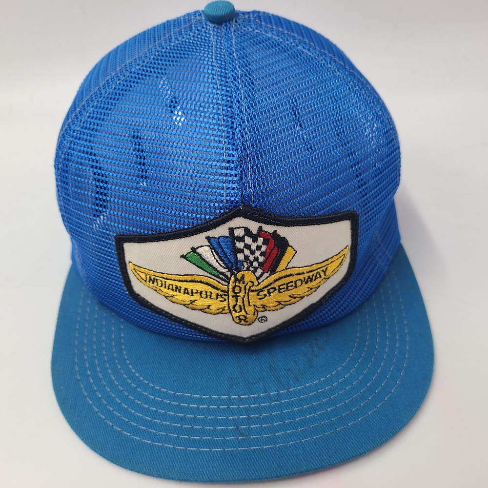 Vintage Indianapolis Motor Speedway Hat Snapback Trucker Full Mesh K-Brand Blue